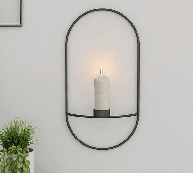 Halo Wall Candle Holder, Black · Round