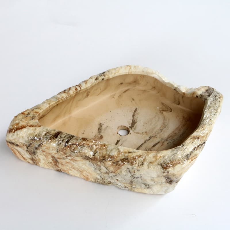 Stone-Effect Planter, Sand marble · 25×18cm