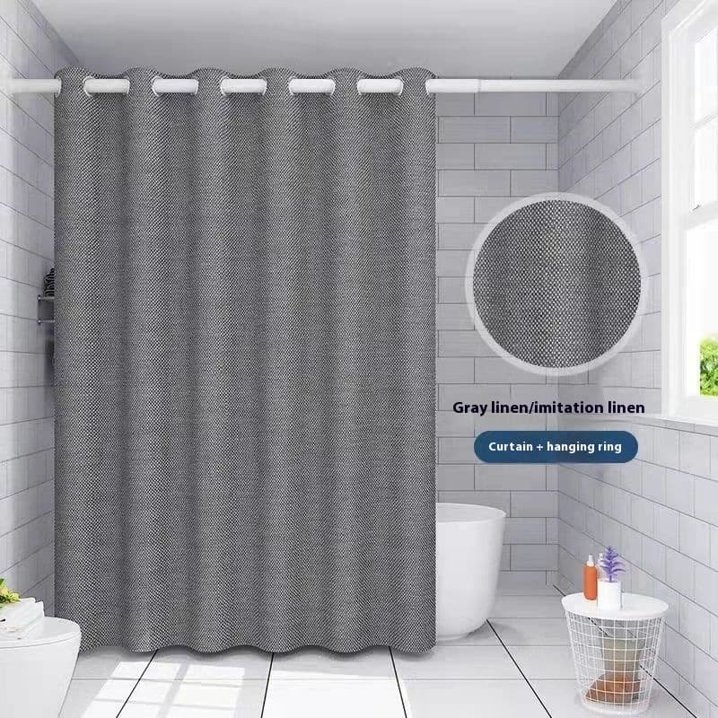 Linen-Look Shower Curtain, Grey · 150×180cm